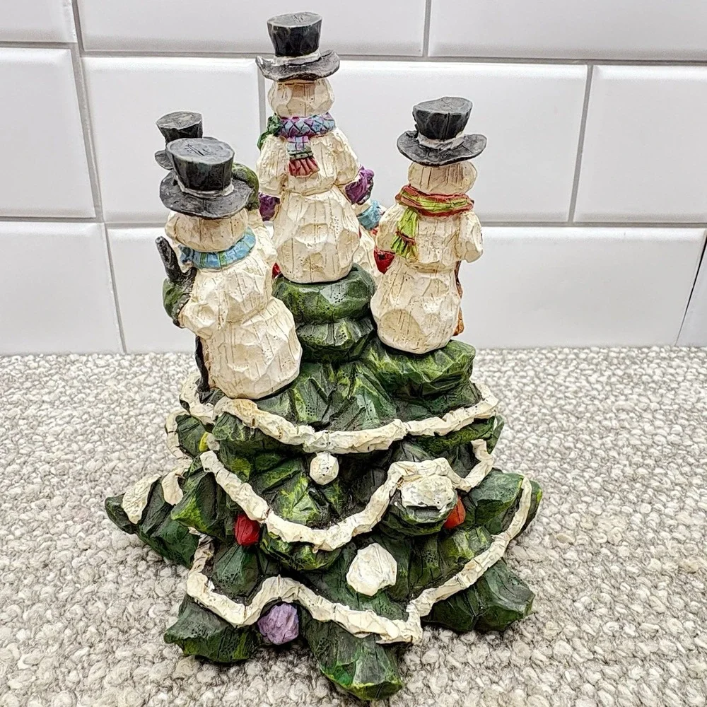 Snowman Cheese Butter Jam Spreaders In Festive Christmas Tree‎ Holder Resin